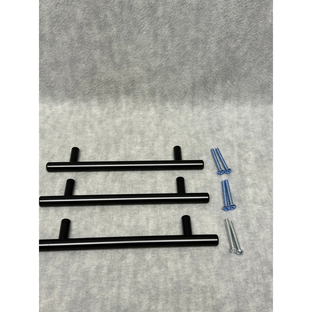 Unbranded Cabinet Pulls 6 Inch Set of 3 Matte Black T-Bar Drawer Handles